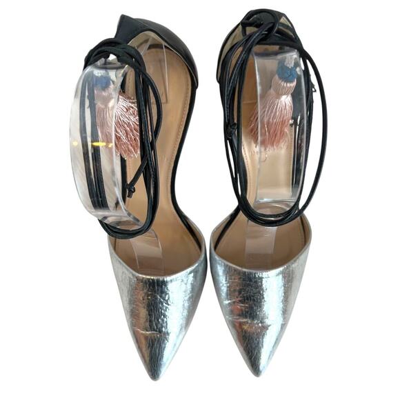 J. CREW Roxie Ankle Tie Tassel Pumps in Silver, Black, and Pink Women's Size 8 - Picture 10 of 16